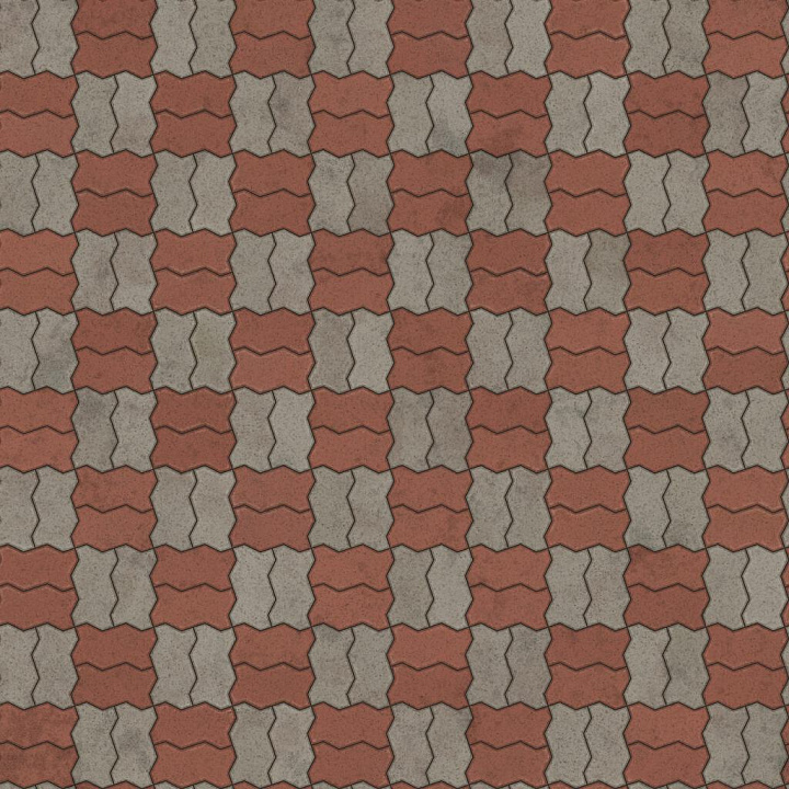 Zigzag Unipaver Blocks in Basketweave with Alternating Colours Brick seamless PBR texture preview