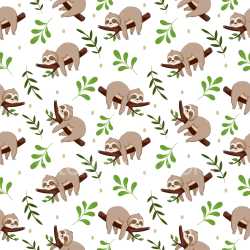Pattern Bundle - Seamless 3D Pattern PBR Texture Featuring Playful Sloths and Fresh Greenery texture preview