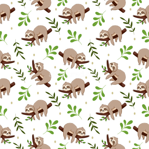Pattern Bundle - Seamless 3D Pattern PBR Texture Featuring Playful Sloths and Fresh Greenery texture preview