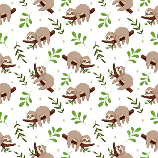 Pattern PBR Texture Featuring Playful Sloths and Fresh Greenery seamless Pattern Bundle PBR texture