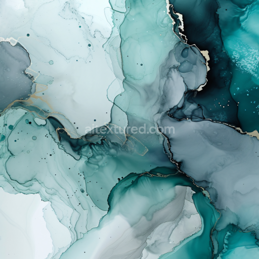 Seamless 3D Alcohol Ink PBR Texture with Teal and Gray Fluid Waves