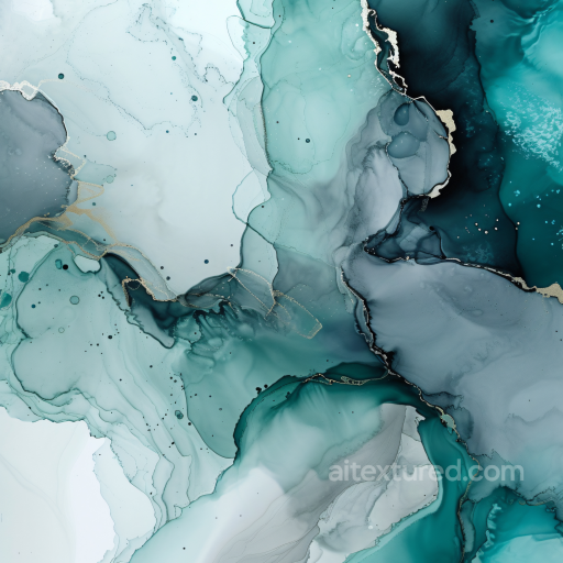 Alcohol Ink PBR Texture with Teal and Gray Fluid Waves seamless Alcohol ink PBR texture
