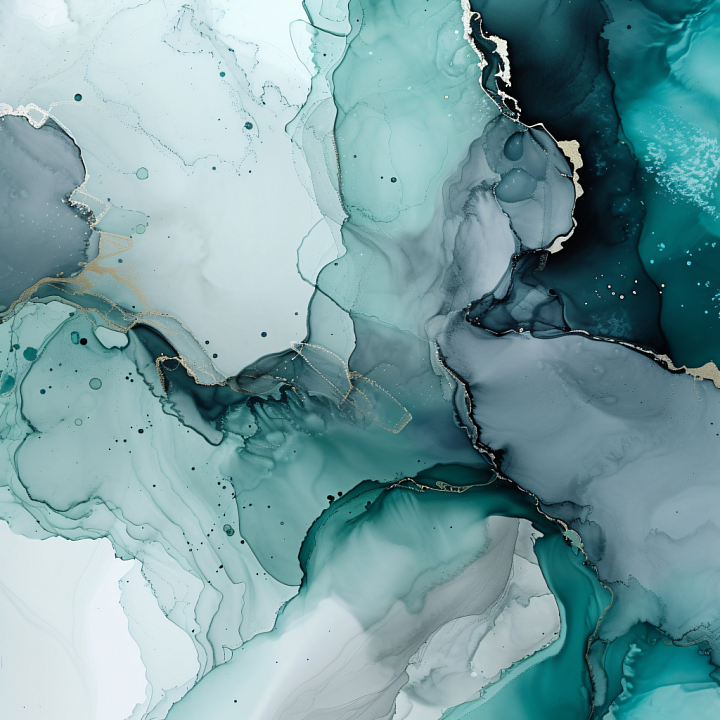 Alcohol Ink with Teal and Gray Fluid Waves seamless PBR texture preview