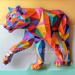 seamless Seamless 3D PBR Texture of Origami-Inspired Multicolor Cougar Pattern texture 8k free download PBR