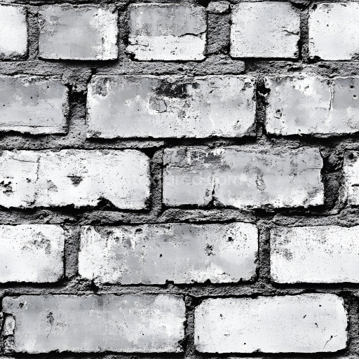 Seamless 3D PBR Cracked White Painted Brick Wall Texture with Worn Surface
