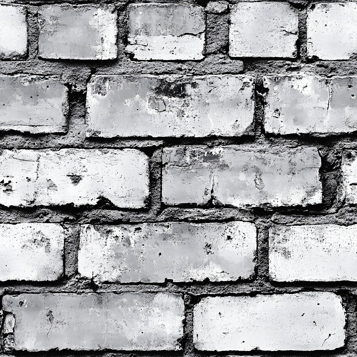 Cracked White Painted Brick Wall with Worn Surface seamless PBR texture preview