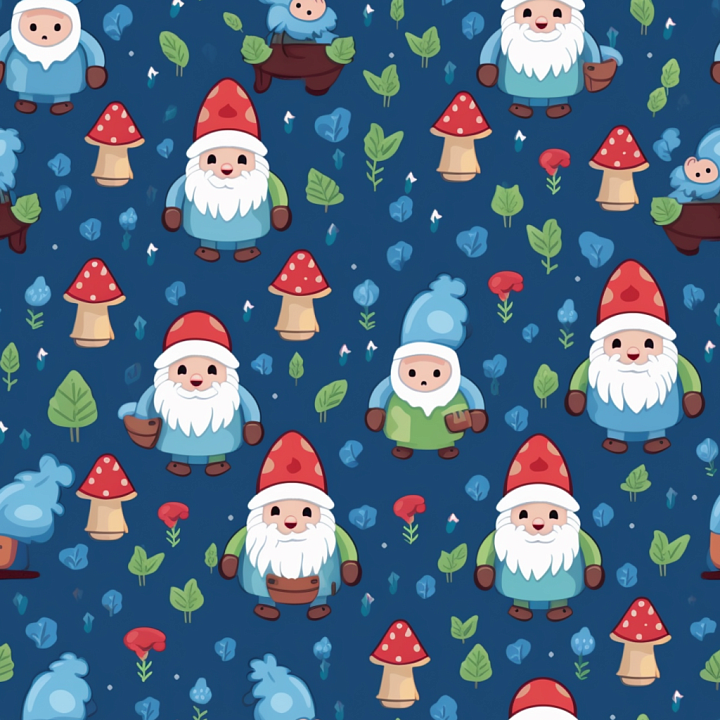 Featuring Charming Easter Gnomes and Mushrooms seamless PBR texture preview