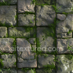 seamless Seamless 3D Mossy Stone Pavement PBR Texture with Weathered Green Growth texture 8k free download PBR