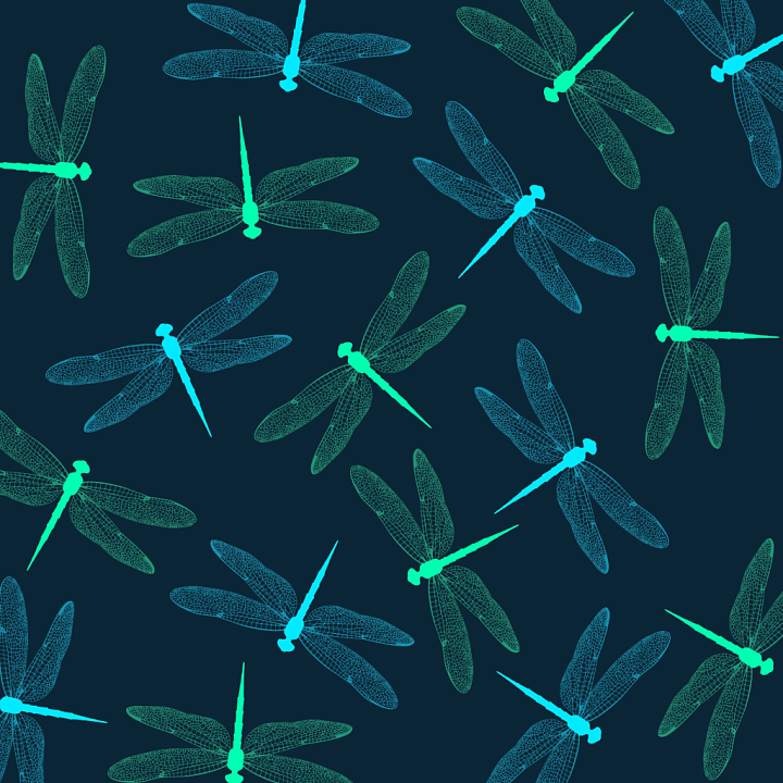 Featuring Stylized Blue and Green Dragonfly Silhouettes seamless PBR texture preview