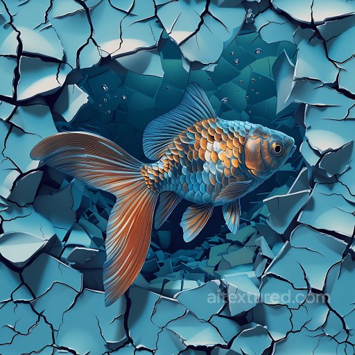 Cracked & Hole PBR Texture Featuring Blue Cracked Plaster with Deep Jagged Fractures seamless Cracked & Holes PBR texture