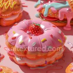 seamless Seamless 3D Inflated PBR Texture with Glossy Pink Donut Icing and Sprinkles texture 8k free download PBR