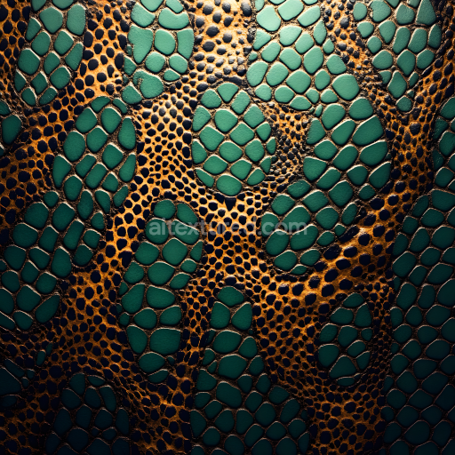 Seamless 3D PBR Reptile Skin Texture Featuring Detailed Green Scales and Organic Patterning