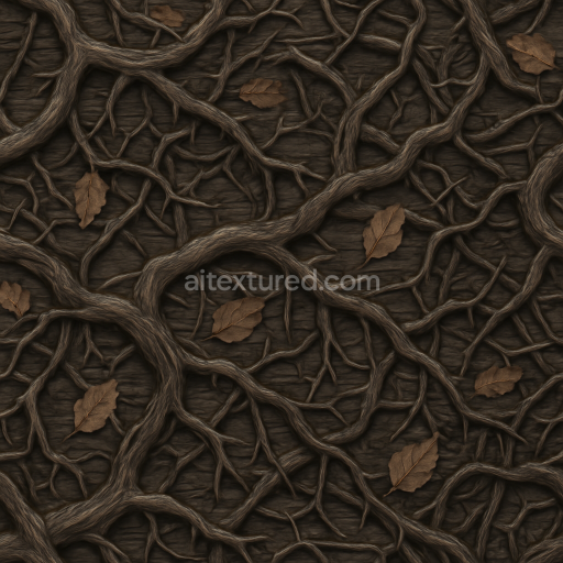 Seamless 3d texture pbr 8k spooky vines with thorny branches and twisted branches detail