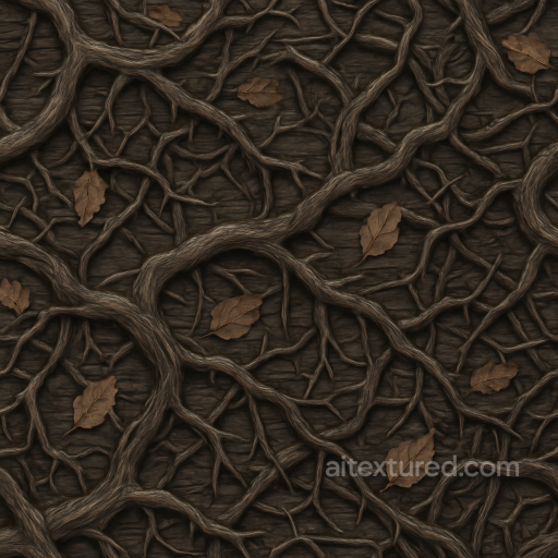 Spooky Vines With Thorny Branches And Twisted Branches Detail seamless Halloween PBR texture