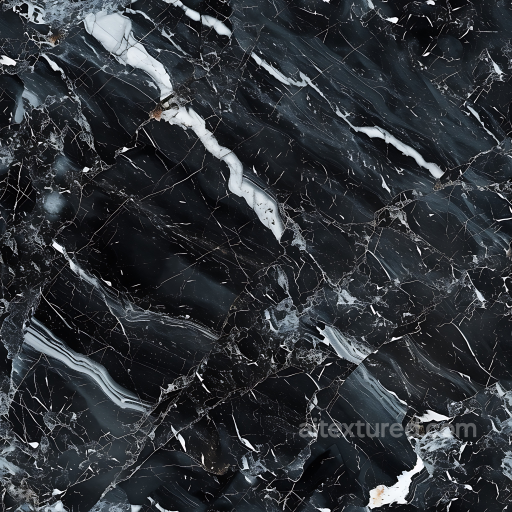 Black Marble PBR Texture with Bold White Veins and Polished Finish seamless Marble PBR texture