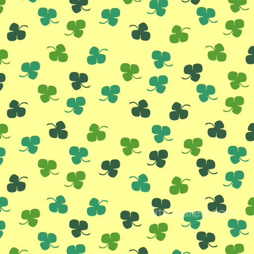 with Green Clover Leaf Pattern on Light Yellow Background seamless St patrick digital paper bundle PBR texture