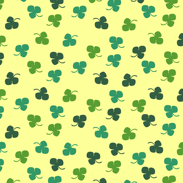 with Green Clover Leaf Pattern on Light Yellow Background seamless PBR texture preview