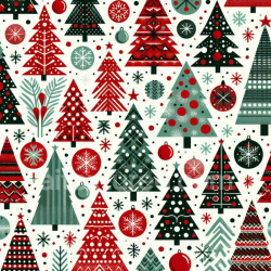 seamless Seamless 3D PBR Texture Featuring Stylized Christmas Trees and Ornaments texture 8k free download PBR