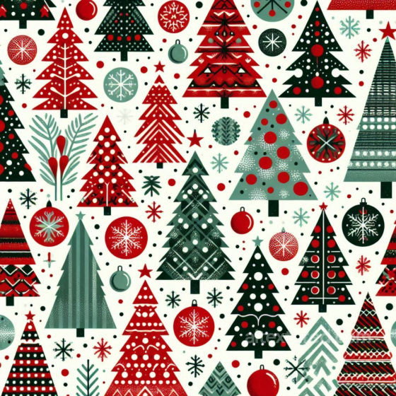 Featuring Stylized Christmas Trees and Ornaments All Christmas Digital paper texture preview