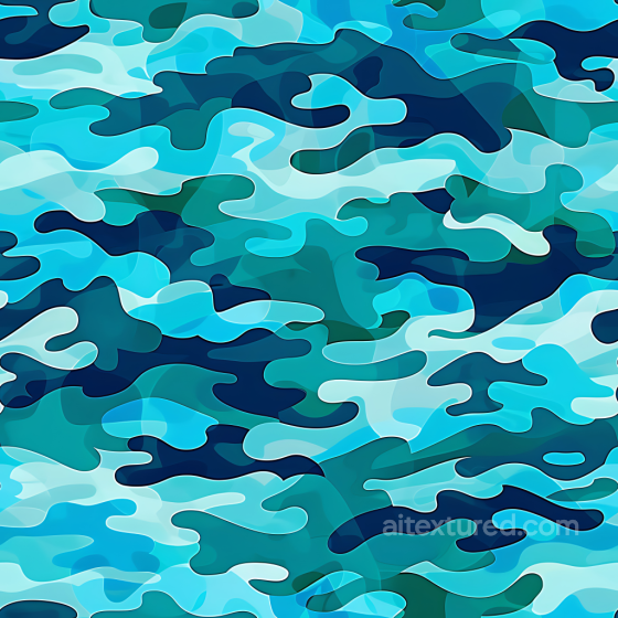Blue Aqua Camouflage PBR Texture with Organic Wavy Shapes Color Camouflage texture preview