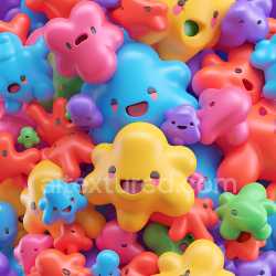 seamless Seamless 3D Inflated Puffy Vinyl Characters PBR Texture in Bright Colors texture 8k free download PBR