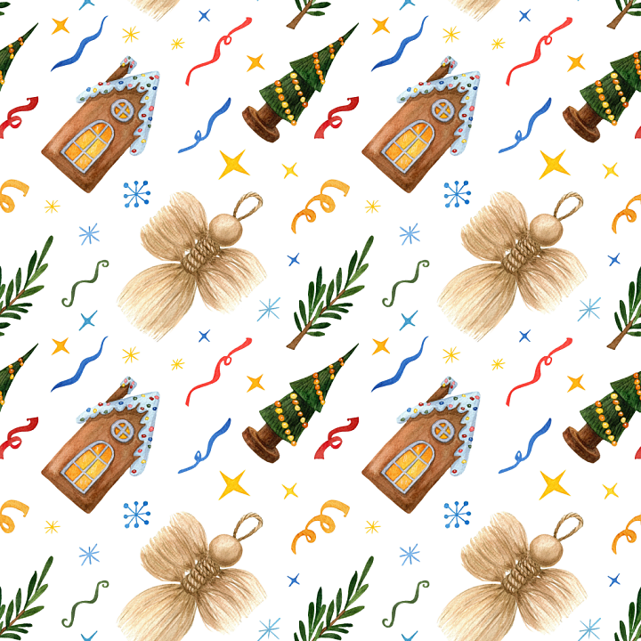 All Christmas Digital paper of Watercolor Christmas Digital Paper Patte… seamless PBR texture preview