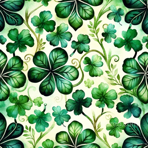 with Vibrant Watercolor Shamrocks and Flourishing Vines seamless St patrick digital paper bundle PBR texture