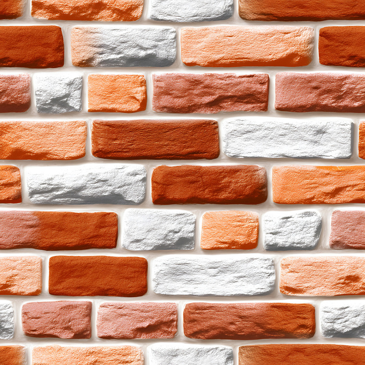 Cracked Brick Wall with Weathered Orange and White Bricks seamless PBR texture preview