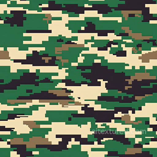 Digital Woodland Camouflage PBR Texture with Pixelated Blocks seamless Color Camouflage PBR texture