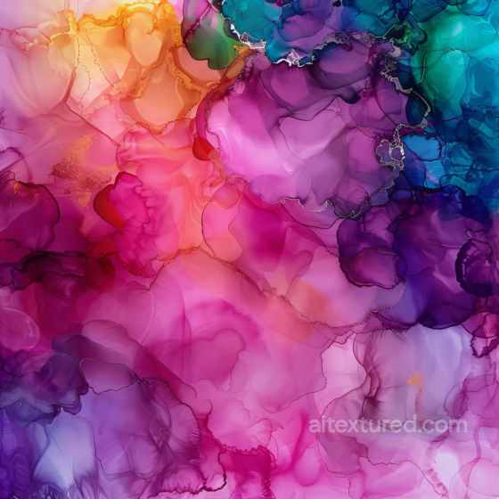 Alcohol Ink PBR Texture Featuring Vibrant Multicolor Fluid Swirls and Delicate Veining Alcohol ink texture preview