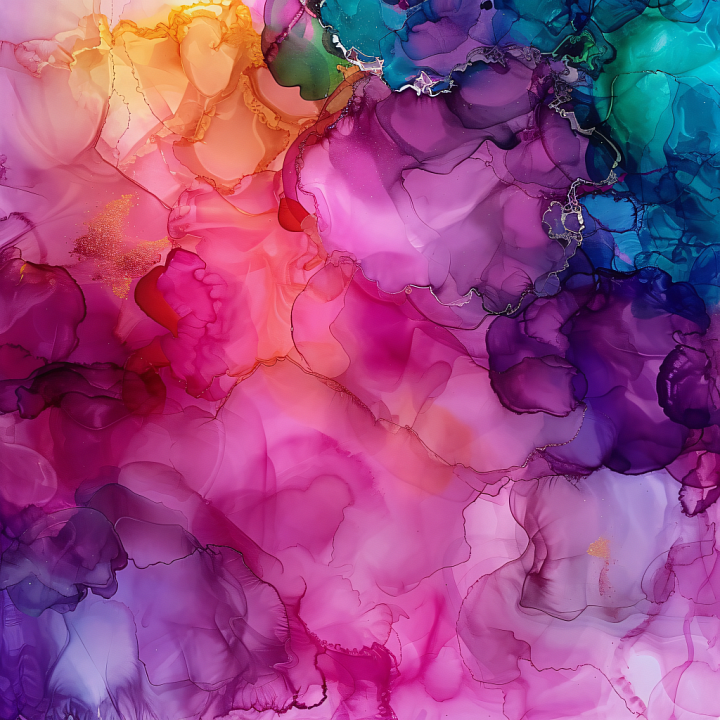 Alcohol Ink Featuring Vibrant Multicolor Fluid Swirls and Delicate Vein… seamless PBR texture preview