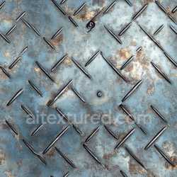 seamless Seamless 3D PBR Rusted Steel Diamond Plate Texture with Blue Tones and Oxidation texture 8k free download PBR