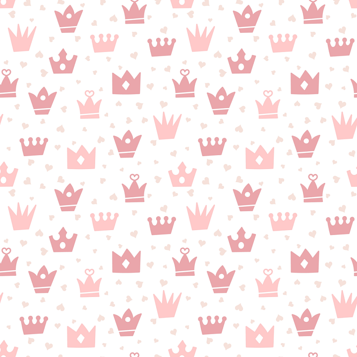 Fabric Featuring Pink Crown and Heart Motifs seamless PBR texture preview