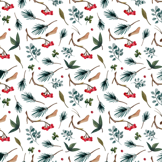 Watercolor Christmas Texture with Red Berries and Greenery Watercolor Christmas texture preview