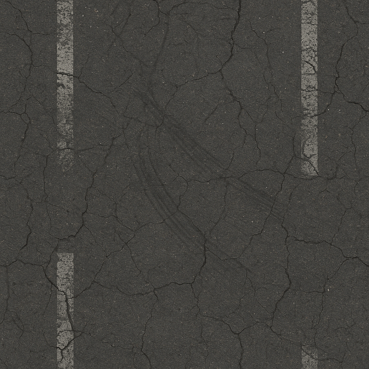 Asphalt Cracked Dark Asphalt With Faded Paint And Rough Wear seamless PBR texture preview