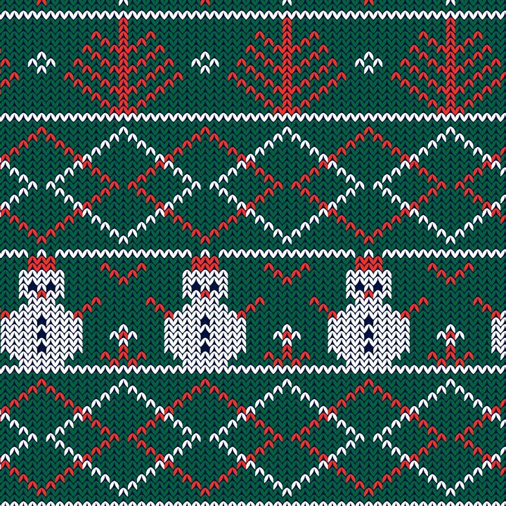 Knitted Christmas Sweater With Snowmen And Diamond Pattern seamless PBR texture preview