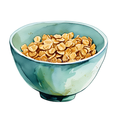 Watercolor Rye Flakes Cereal Bowl Breakfast Illustration
