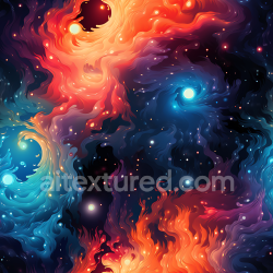 seamless Seamless 3D Space PBR Texture Featuring Vibrant Nebulae with Fiery Orange and Cool Blue Swirls texture 8k free download PBR
