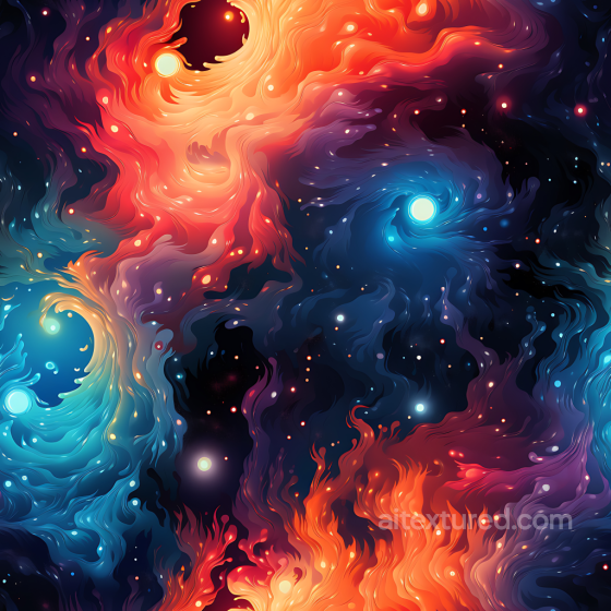 Space PBR Texture Featuring Vibrant Nebulae with Fiery Orange and Cool Blue Swirls Star, space, planets texture preview