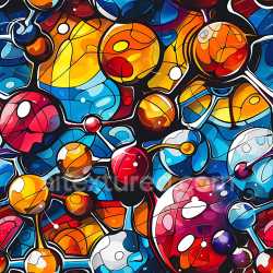 seamless Seamless 3D PBR Graffiti Texture Featuring Colorful Abstract Molecular Spheres texture 8k free download PBR