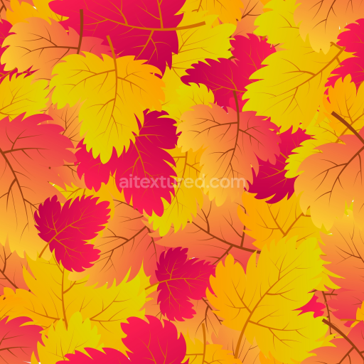 Seamless 3D PBR Texture of Vibrant Autumn Leaves in Red and Yellow Tones