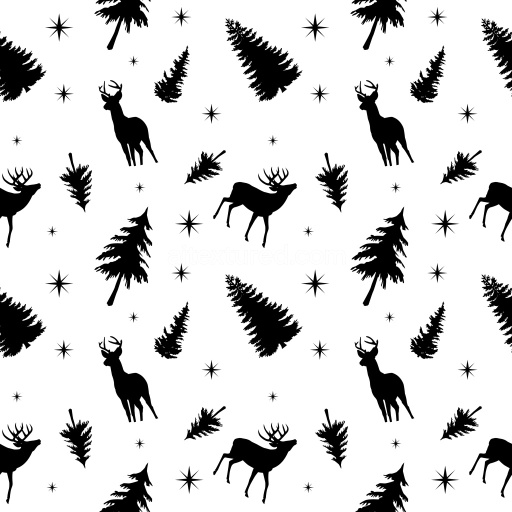 Pattern Bundle - Seamless 3D Pattern PBR Texture with Black Silhouette Reindeer and Christmas Pine Trees texture preview