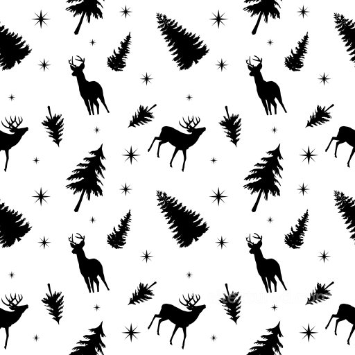 Pattern PBR Texture with Black Silhouette Reindeer and Christmas Pine Trees seamless Pattern Bundle PBR texture