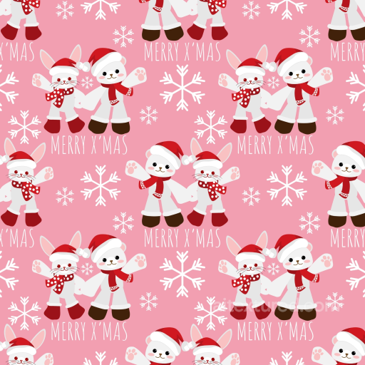 Christmas Pink Seamless 3D PBR Texture with Cute Holiday Characters and Snowflakes seamless Christmas Pink PBR texture