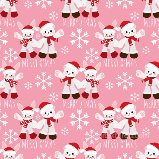 Christmas Pink Seamless 3D PBR Texture with Cute Holiday Characters and Snowflakes Christmas Pink texture preview