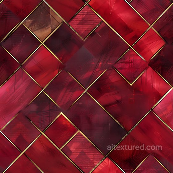 Red Plaid Pattern Seamless Texture with Gold Outlines Plaid texture preview