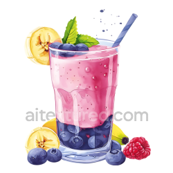 seamless Bright Berry and Banana Smoothie Breakfast Illustration with Fresh Fruit texture 8k free download PBR