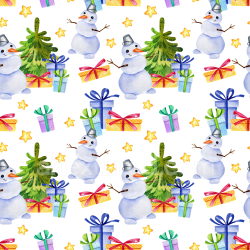 seamless Seamless 3D PBR Texture of Colorful Christmas Snowmen & Gift Pattern texture 8k free download PBR
