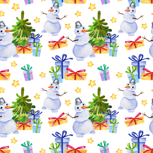 All Christmas Digital paper Texture of Colorful Christmas Snowmen & Gift Pattern seamless All Christmas Digital paper PBR texture