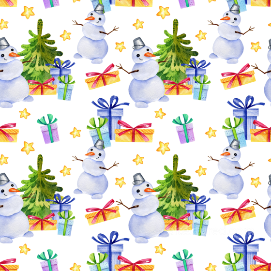 All Christmas Digital paper Texture of Colorful Christmas Snowmen & Gift Pattern All Christmas Digital paper texture preview